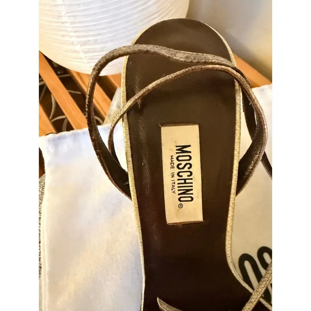Vintage Moschino Snakeskin Wedge Sandals Made in Italy Size 39.5